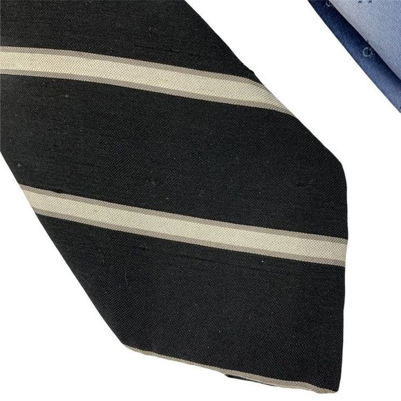 Lot of 2 Mens Ties Brownstone Black Stripe Silk Silverwoods Oleg Cassini 0632 - Picture 6 of 10